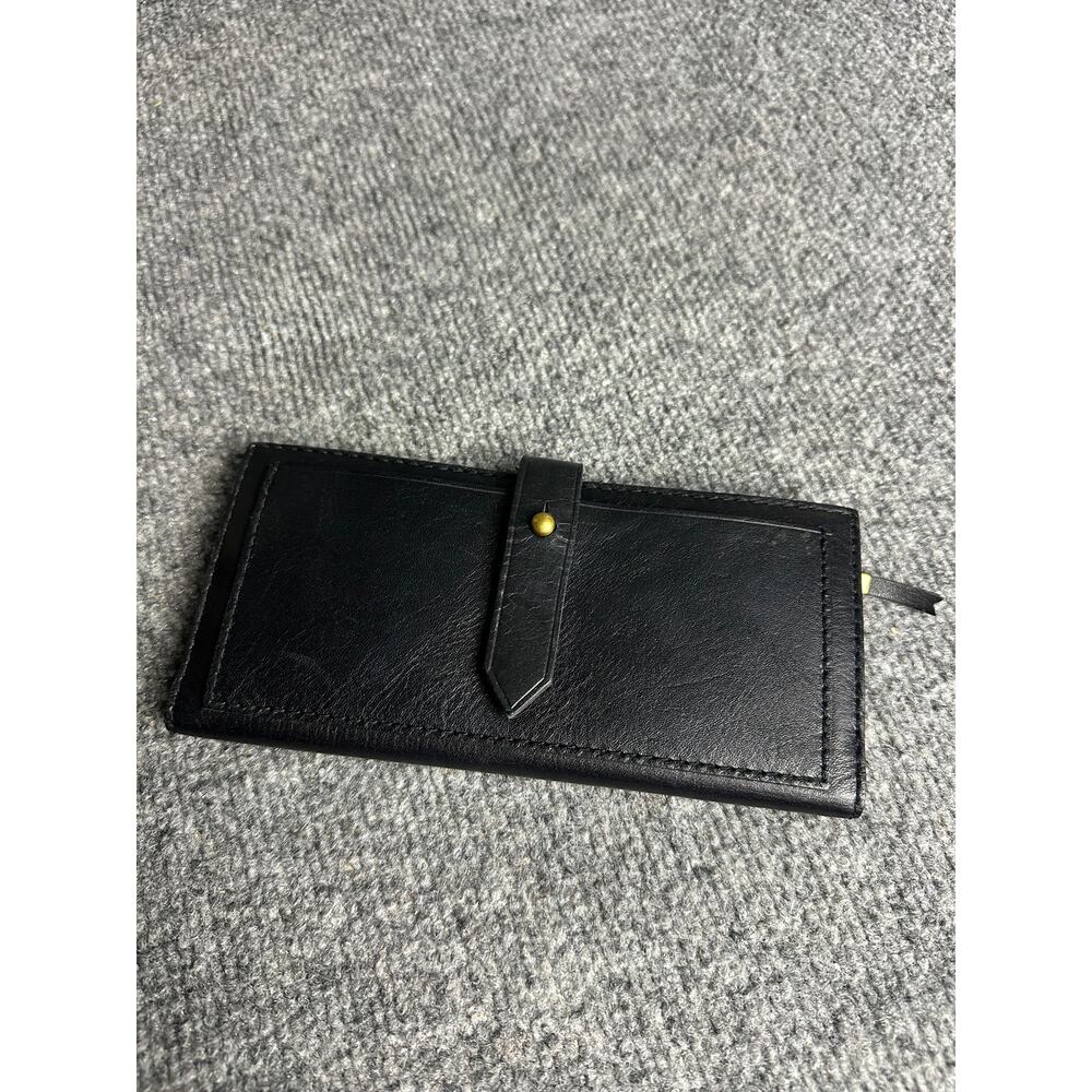 Madewell black leather Post wallet bifold tab closure sustainable 3.5x7.5 slim - Picture 4 of 9